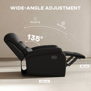 Manual Reclining Armchair with Padded Seat Retractable Footrest and Wood Frame Black