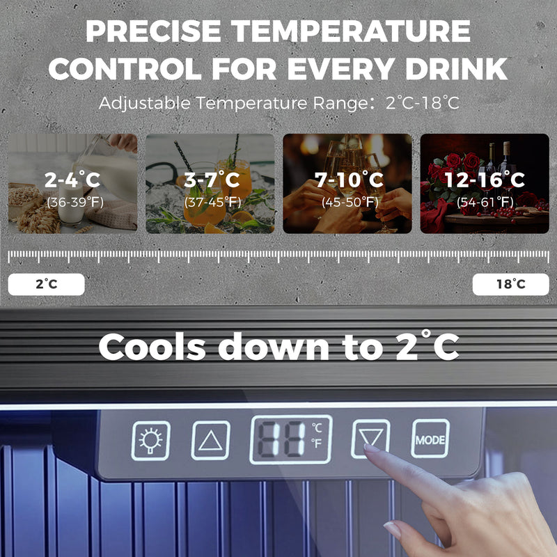Drinks Fridge for 48 Cans with Adjustable Shelf and UV Glass Door Black