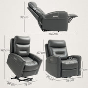 Charcoal Grey Power Lift Recliner Chair for Elderly with USB Ports and Remote Control by HOMCOM