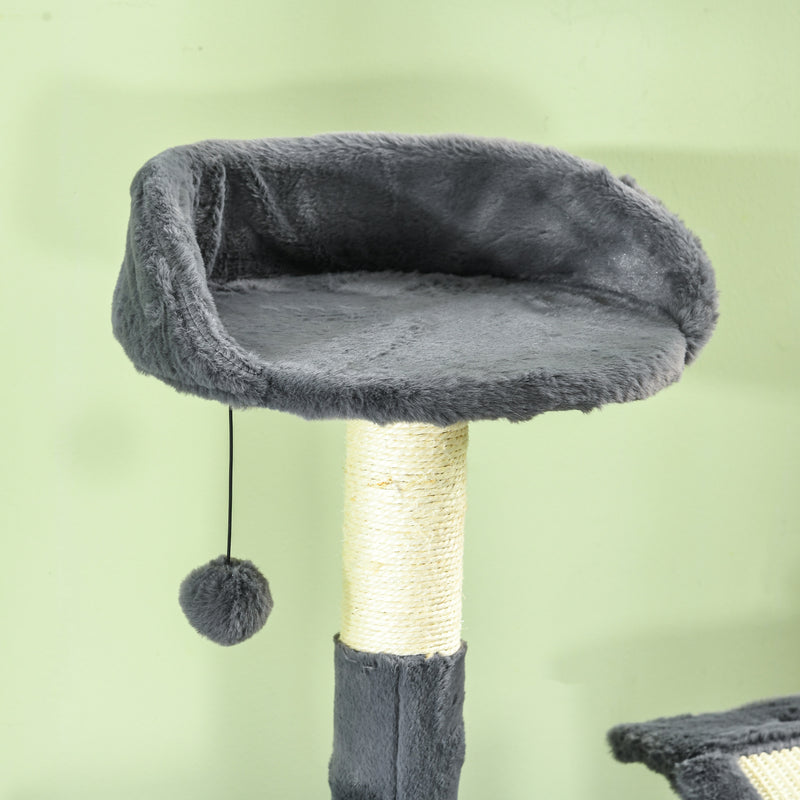 Multilevel Cat Tree Tower with Hammock Scratching Posts and Hideaway House Dark Grey