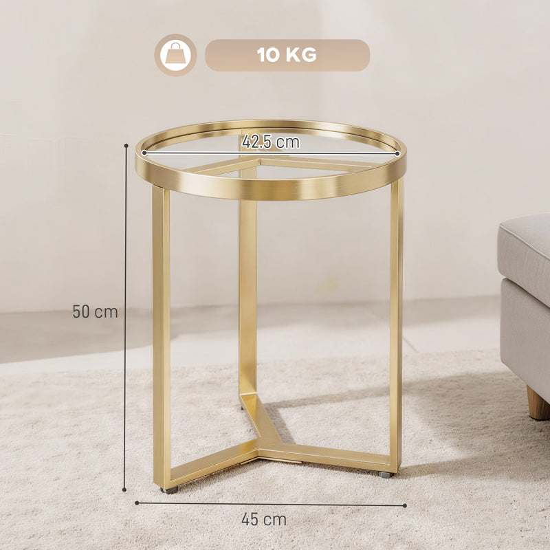 Side Table for Small Spaces with Easy Clean Glass Top