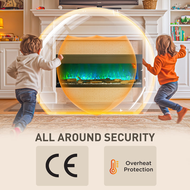 Glass Panel Convector Heater 1800W with Adjustable Flame and Temperature Control by Homcom