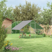 Large Walk In Chicken Run with Activity Shelf and Weather Cover for Poultry Care, Green