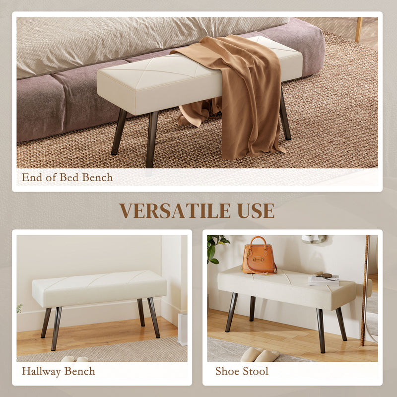 Bedroom Storage Bench with Padded Velvet Seat for Extra Seating and Organisation Cream