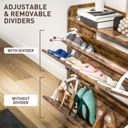 Rustic Brown Narrow Shoe Cabinet with Two Flip Drawers and Adjustable Shelves by HOMCOM