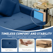 Blue Three Seater Velvet Feel Sofa Bed Comfortable and Stylish by HOMCOM