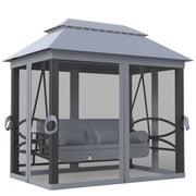 3-in-1 Garden Swing Bench with Canopy and Insect Net for Shaded Outdoor Relaxing Grey Outsunny