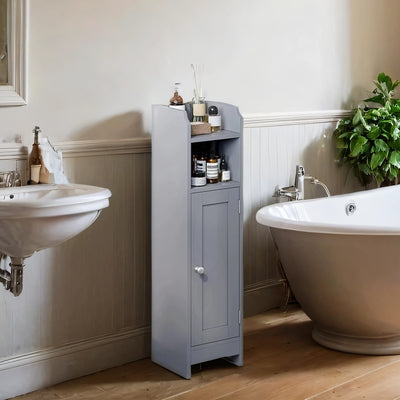 Slim Bathroom Corner Floor Cabinet with Door and Adjustable Shelves by Vasagle