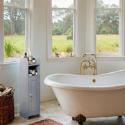 Slim Bathroom Corner Floor Cabinet with Door and Adjustable Shelves by Vasagle