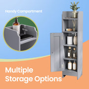 Slim Bathroom Corner Floor Cabinet with Door and Adjustable Shelves by Vasagle