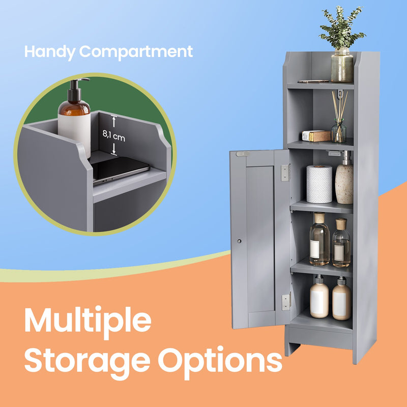 Slim Bathroom Corner Floor Cabinet with Door and Adjustable Shelves by Vasagle