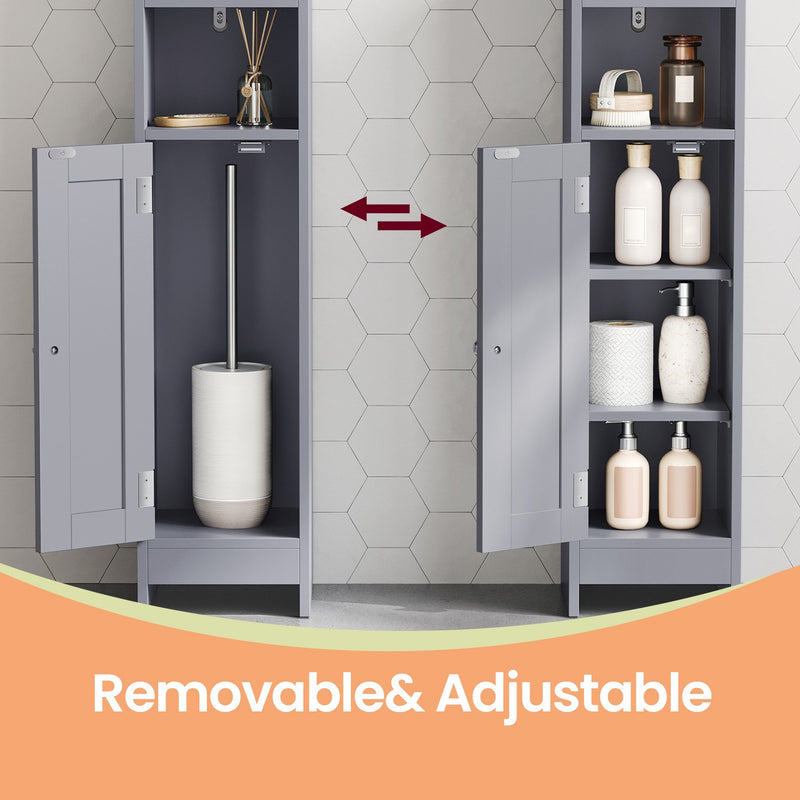 Slim Bathroom Corner Floor Cabinet with Door and Adjustable Shelves by Vasagle