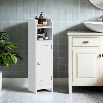 Narrow Corner Bathroom Floor Cabinet with Adjustable Shelves and Door Storage by Vasagle