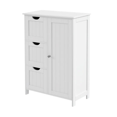 Vasagle White Bathroom Storage Cabinet with Adjustable Shelf and 3 Drawers 60x30x81cm VASAGLE
