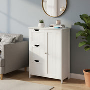 Vasagle White Bathroom Storage Cabinet with Adjustable Shelf and 3 Drawers 60x30x81cm VASAGLE