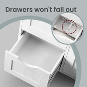 Vasagle White Bathroom Storage Cabinet with Adjustable Shelf and 3 Drawers 60x30x81cm VASAGLE