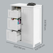 Vasagle White Bathroom Storage Cabinet with Adjustable Shelf and 3 Drawers 60x30x81cm VASAGLE