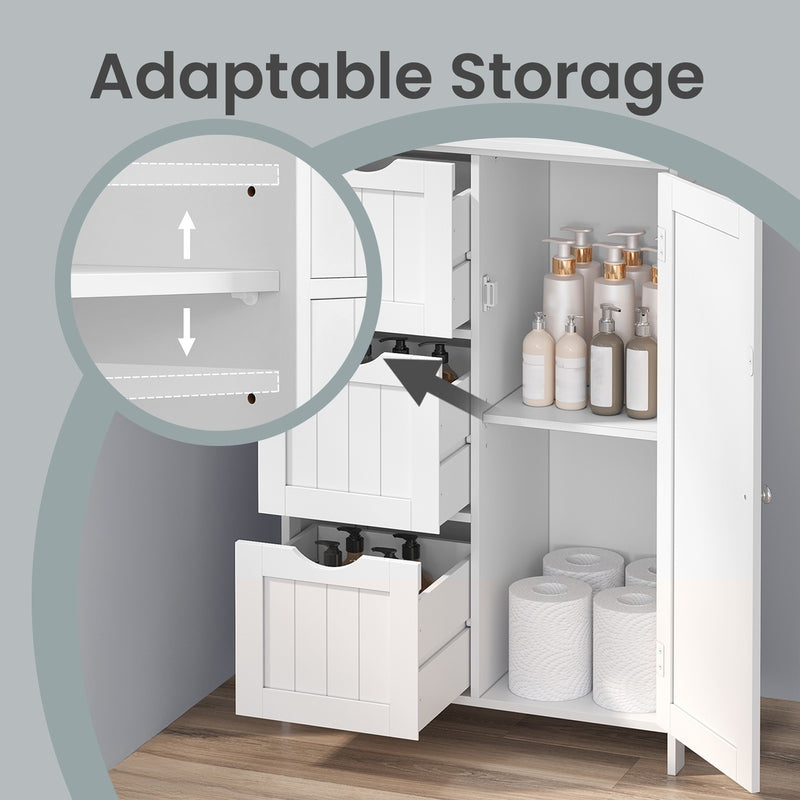 Vasagle White Bathroom Storage Cabinet with Adjustable Shelf and 3 Drawers 60x30x81cm VASAGLE