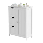 Vasagle White Bathroom Storage Cabinet with Adjustable Shelf and 3 Drawers 60x30x81cm VASAGLE