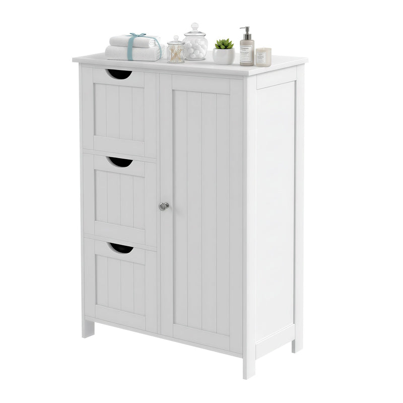 Vasagle White Bathroom Storage Cabinet with Adjustable Shelf and 3 Drawers 60x30x81cm VASAGLE