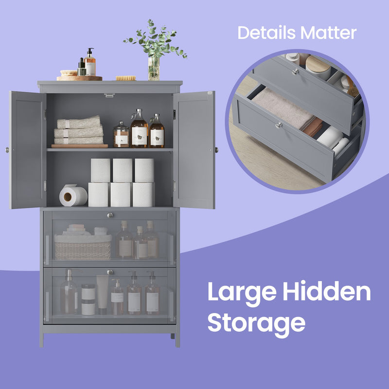 Freestanding Bathroom Storage Cabinet with Drawers and Adjustable Shelf by Vasagle