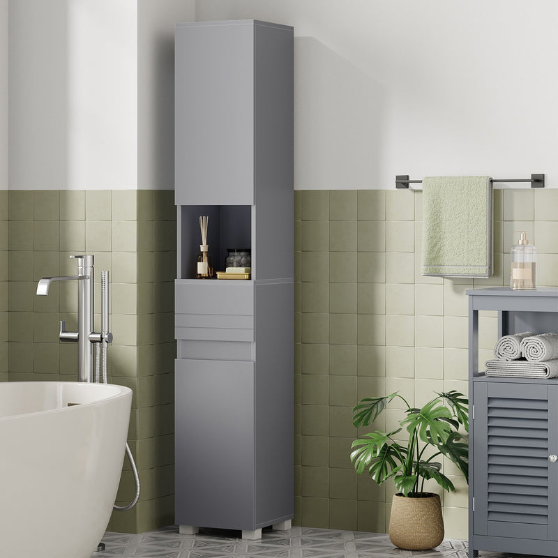 Tall Slim Bathroom Storage Cabinet with Shelves for Small Spaces by Vasagle