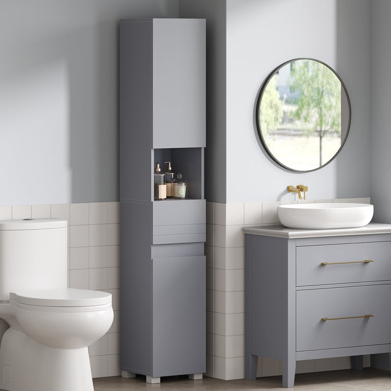 Tall Slim Bathroom Storage Cabinet with Shelves for Small Spaces by Vasagle