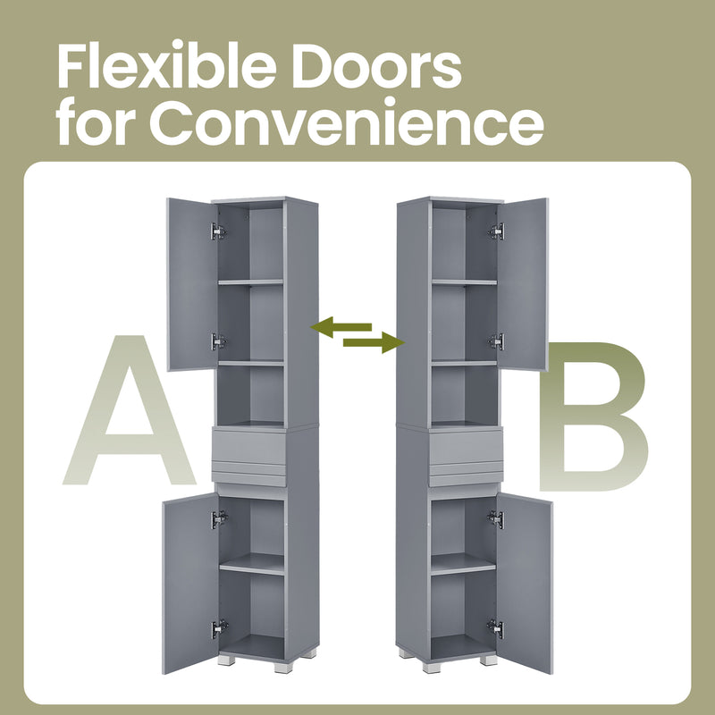 Tall Slim Bathroom Storage Cabinet with Shelves for Small Spaces by Vasagle