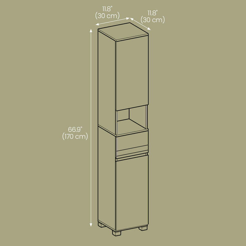 Tall Slim Bathroom Storage Cabinet with Shelves for Small Spaces by Vasagle