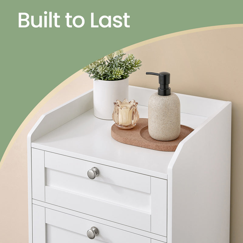 White Bathroom Storage Cabinet with Drawer and Removable Laundry Hamper by Vasagle