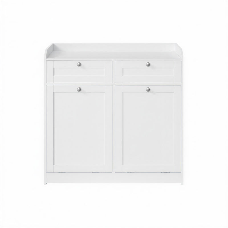 Bathroom Cabinet With Double Laundry Basket - 79x40x80cm - White