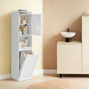 Tall Bathroom Storage Cabinet with Removable Laundry Hamper and Shelves by Vasagle