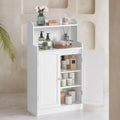 Tall White Bathroom Storage Cabinet with Double Doors and Adjustable Shelves by Vasagle