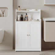 Tall White Bathroom Storage Cabinet with Double Doors and Adjustable Shelves by Vasagle