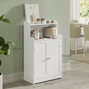 Tall White Bathroom Storage Cabinet with Double Doors and Adjustable Shelves by Vasagle
