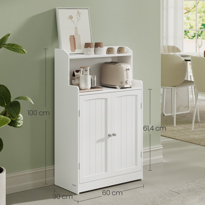 Tall White Bathroom Storage Cabinet with Double Doors and Adjustable Shelves by Vasagle
