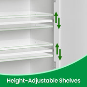 Tall White Bathroom Storage Cabinet with Double Doors and Adjustable Shelves by Vasagle
