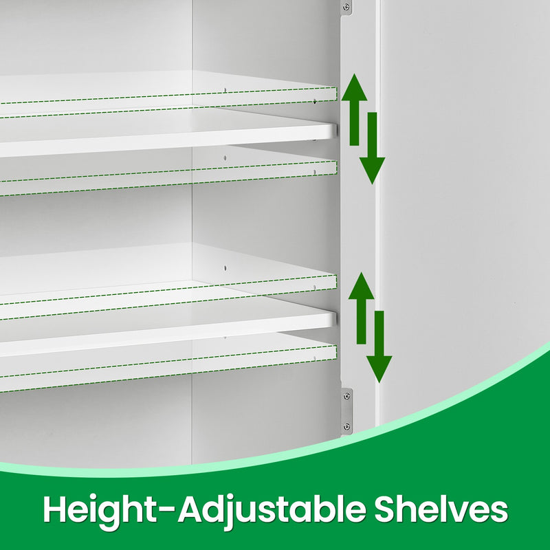Tall White Bathroom Storage Cabinet with Double Doors and Adjustable Shelves by Vasagle