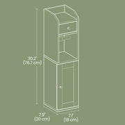 White Toilet Paper Holder with Storage Cabinet and Adjustable Shelf for Small Bathrooms by Vasagle