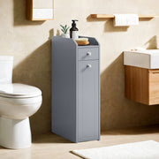 Grey Slim Bathroom Storage Cabinet with Shelves for Small Spaces Bathroom Organiser by Vasagle 40x18x70cm