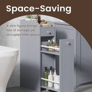 Grey Slim Bathroom Storage Cabinet with Shelves for Small Spaces Bathroom Organiser by Vasagle 40x18x70cm