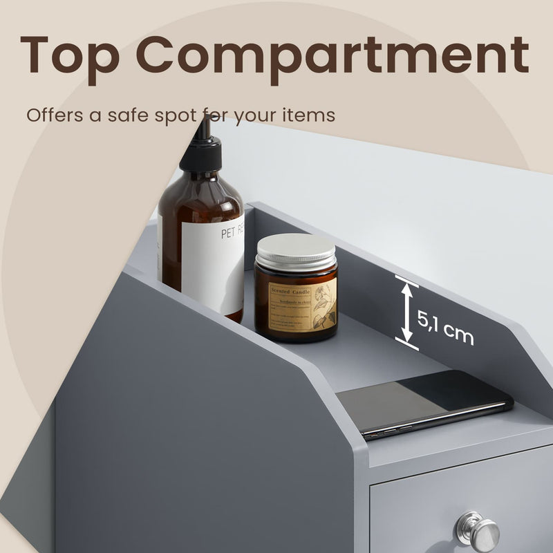 Grey Slim Bathroom Storage Cabinet with Shelves for Small Spaces Bathroom Organiser by Vasagle 40x18x70cm