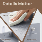 Grey Slim Bathroom Storage Cabinet with Shelves for Small Spaces Bathroom Organiser by Vasagle 40x18x70cm