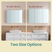 Three Door Bathroom Mirror Cabinet with Wall Mounted Storage Shelves by Vasagle