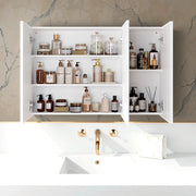 Three Door Bathroom Mirror Cabinet with Wall Mounted Storage Shelves by Vasagle