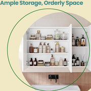 Three Door Bathroom Mirror Cabinet with Wall Mounted Storage Shelves by Vasagle