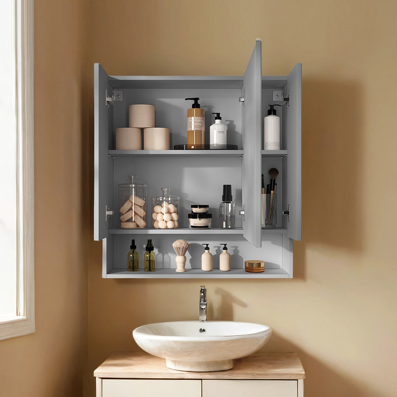 Bathroom Wall Mirror Cabinet with Storage Shelves for Toiletries and Essentials by Vasagle