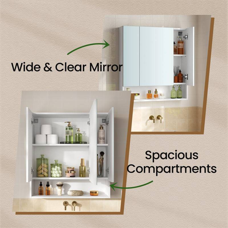 Bathroom Wall Mirror Cabinet with Adjustable Shelves and Storage Space by Vasagle