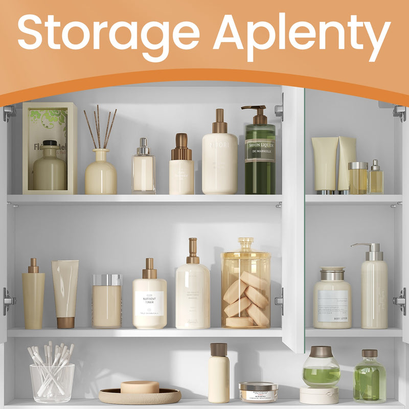 Wall Mounted Bathroom Mirror Cabinet with Storage Shelves and Door by Vasagle