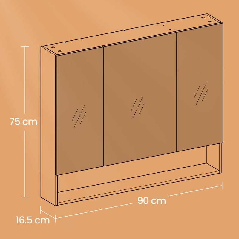 Wall Mounted Bathroom Mirror Cabinet with Storage Shelves and Door by Vasagle